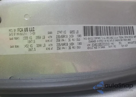 2020 Chrysler Pacifica Limited from USA, damaged, VIN 2C4RC1GG5LR151918